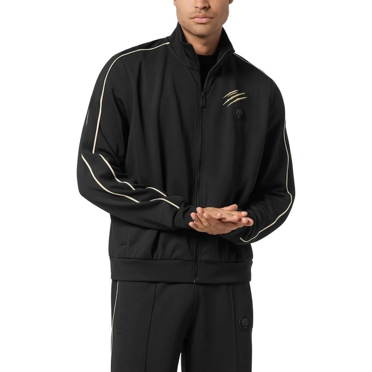 Schwarze Herren Track Jacke mit Streifen