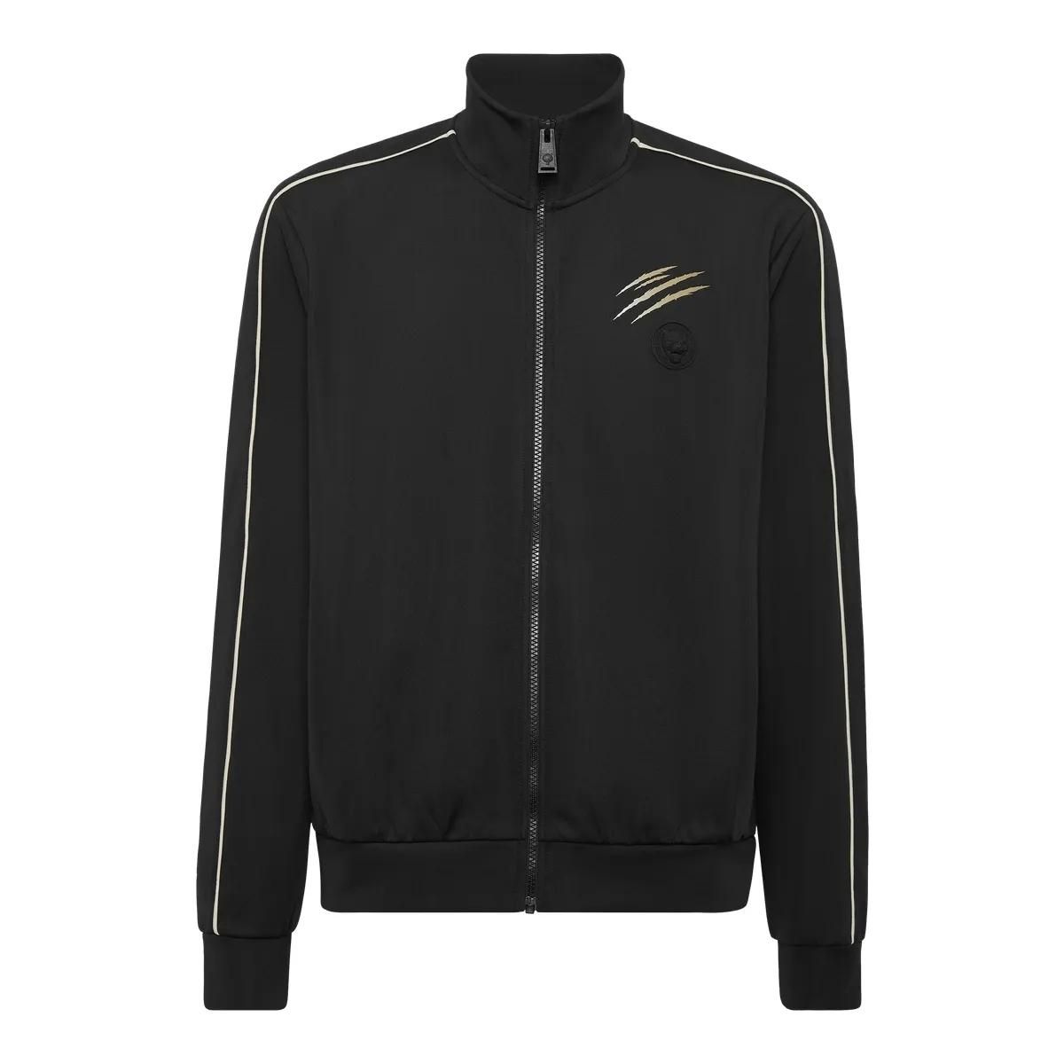 Schwarze Herren Track Jacke mit Streifen