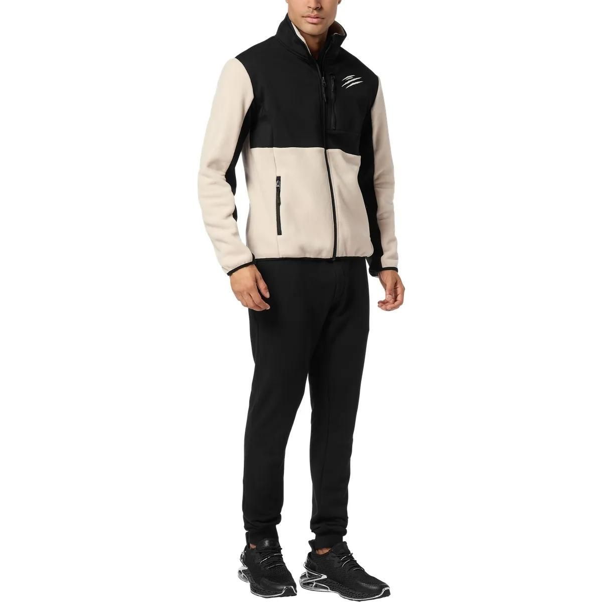 Fleece-Jacke mit Colorblock und Reißverschluss