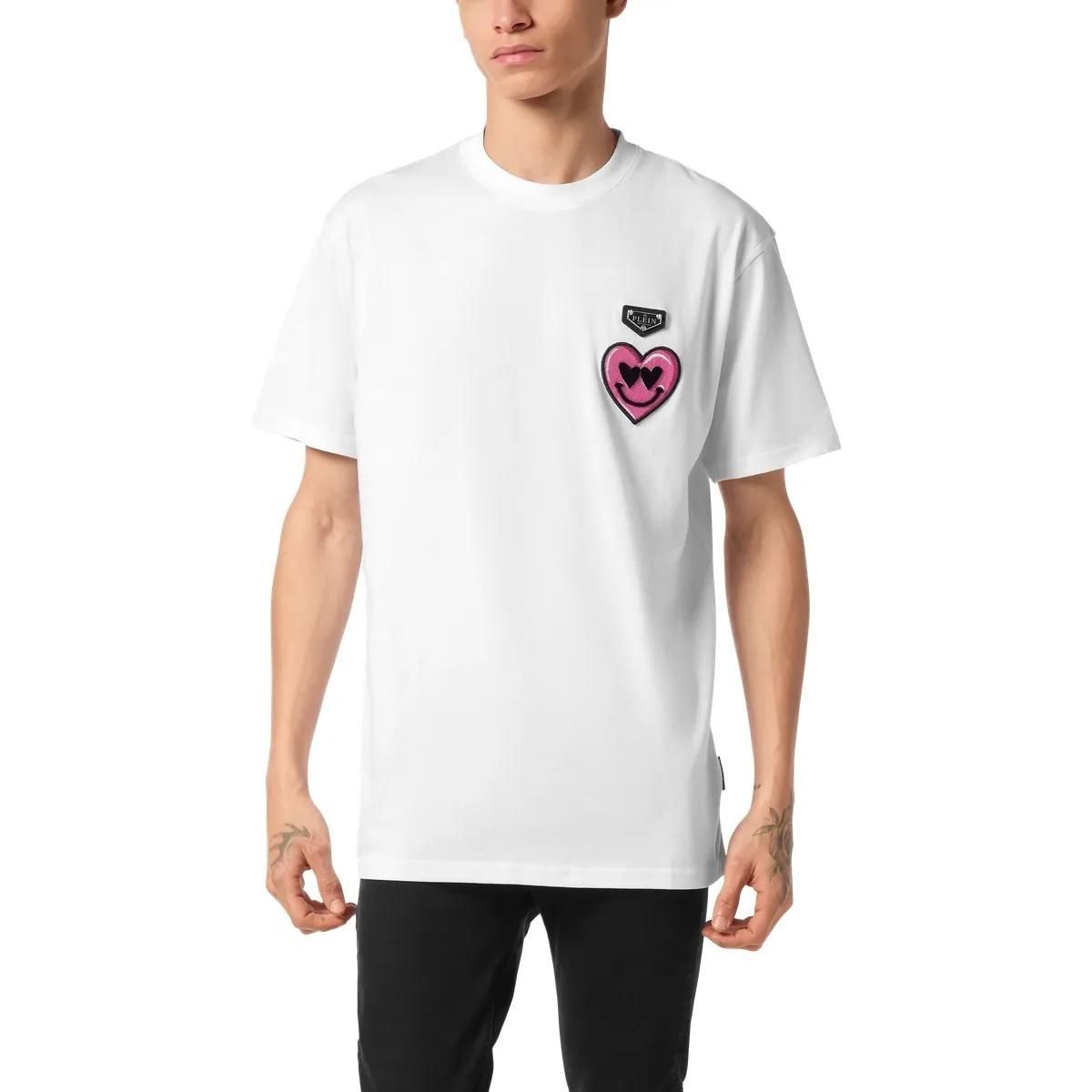 Verspieltes Baumwoll-T-Shirt mit Smile-Patch