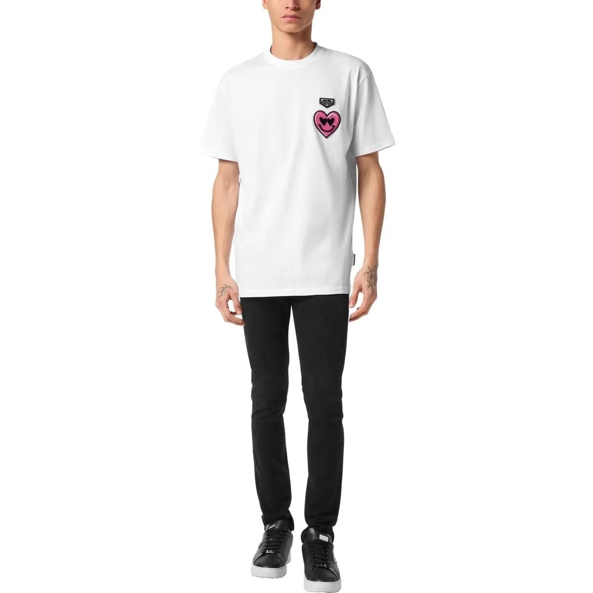 Verspieltes Baumwoll-T-Shirt mit Smile-Patch