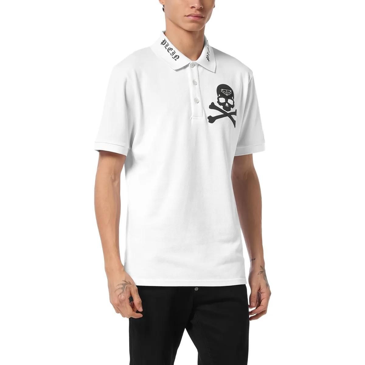 Baumwoll-Piqué-Poloshirt mit Totenkopf-Logo