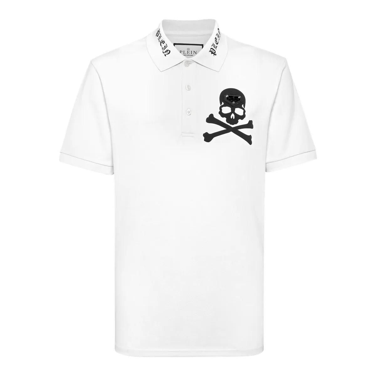 Baumwoll-Piqué-Poloshirt mit Totenkopf-Logo