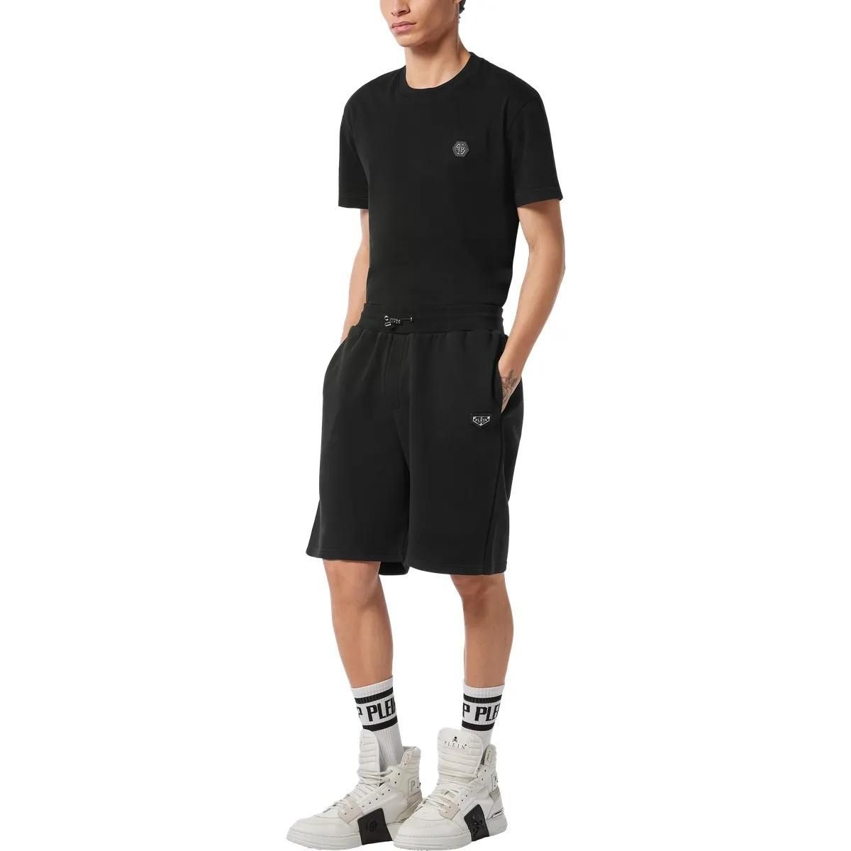 Sportliche schwarze Jersey-Strickshorts