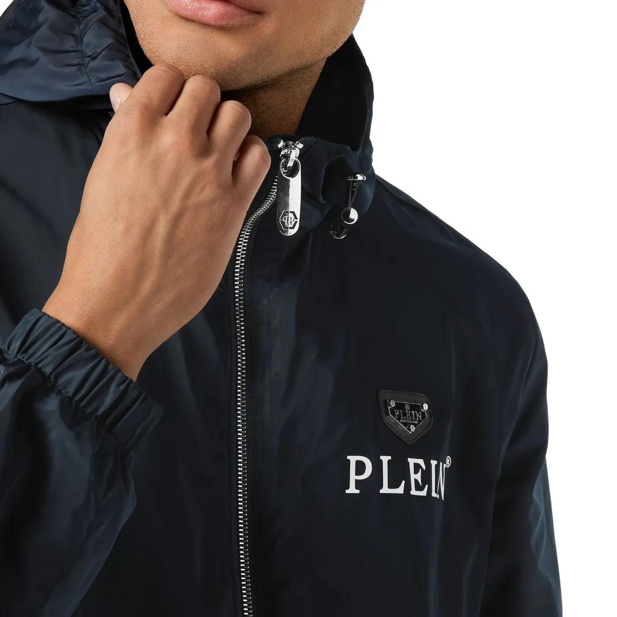 Herren Windbreaker Jacke mit Kapuze und Logo