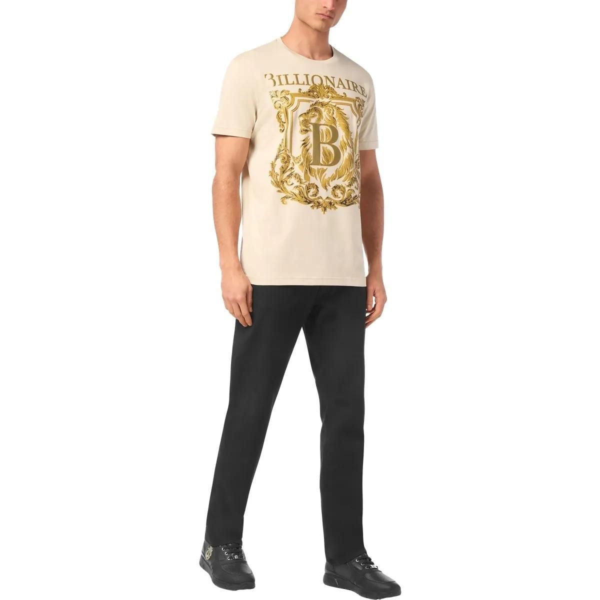 Beiges T-Shirt mit Grafikprint und Rundhalsausschnitt