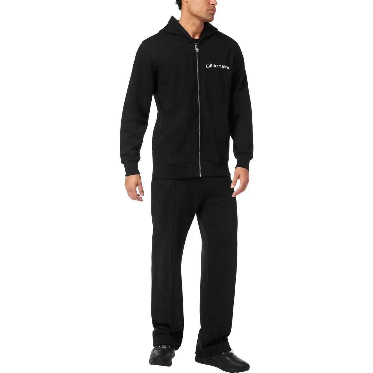 Schwarze Herren-Sweatjacke mit Kapuze und Reißverschluss