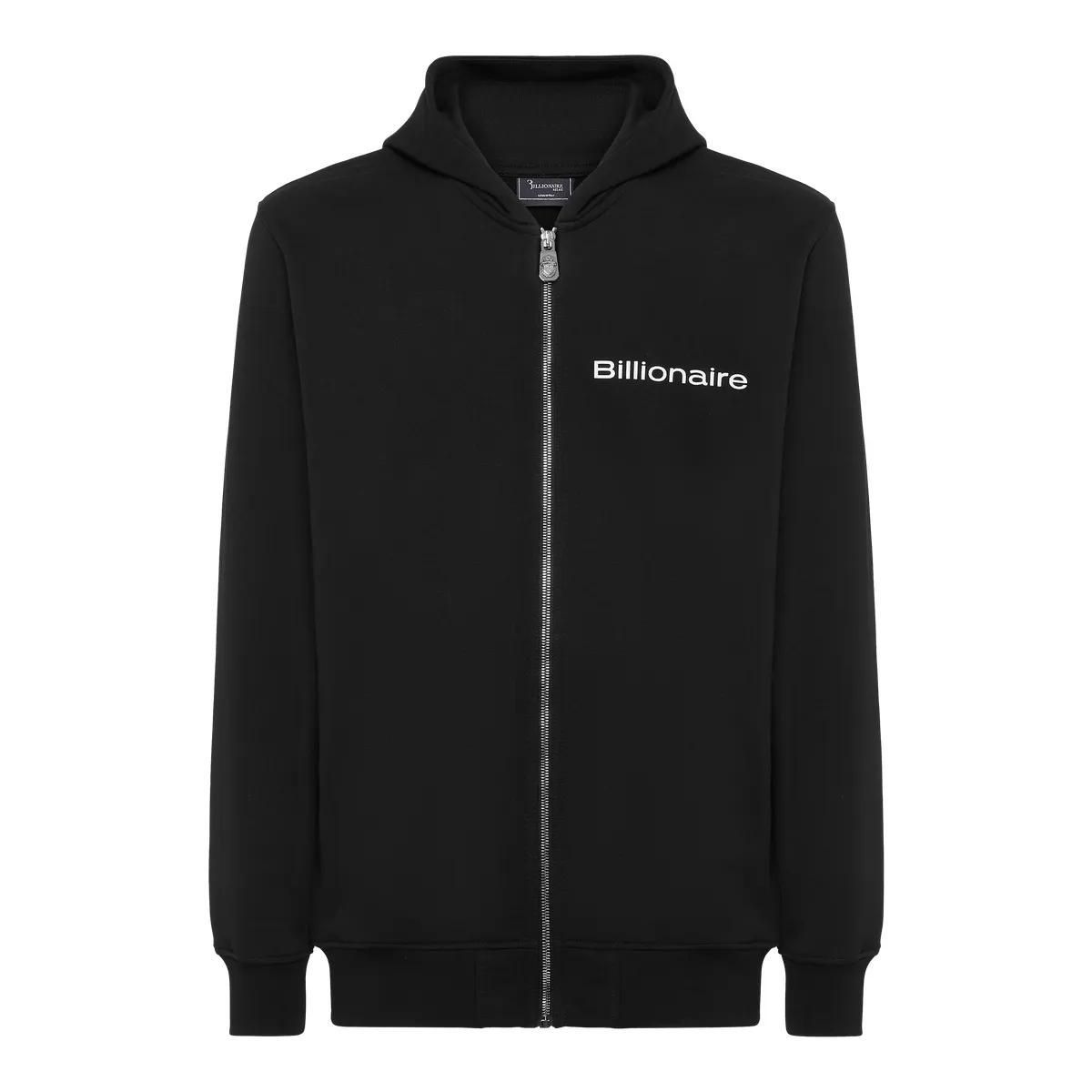 Schwarze Herren-Sweatjacke mit Kapuze und Reißverschluss