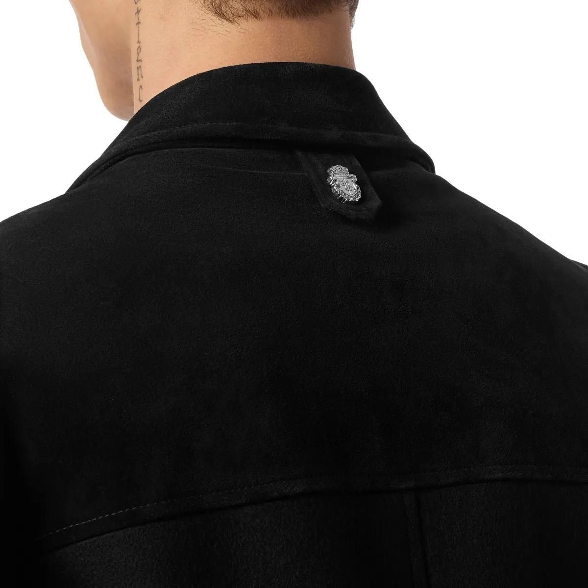 Feldjacke aus Wollmischung mit Lederdetails