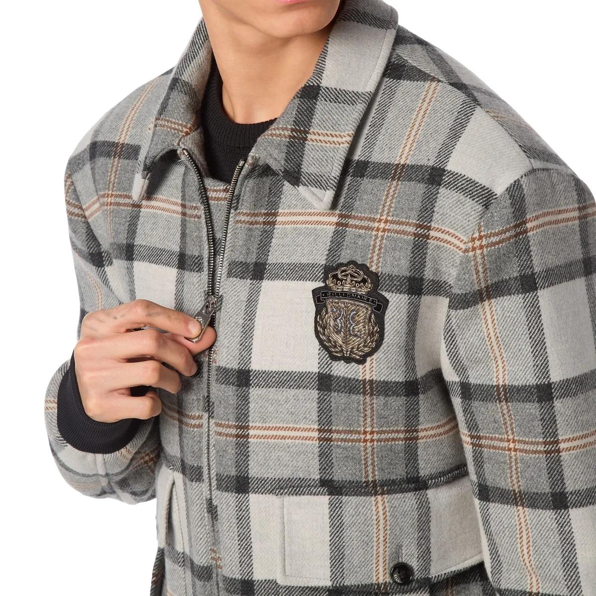 Bomberjacke aus kariertem Wollgemisch