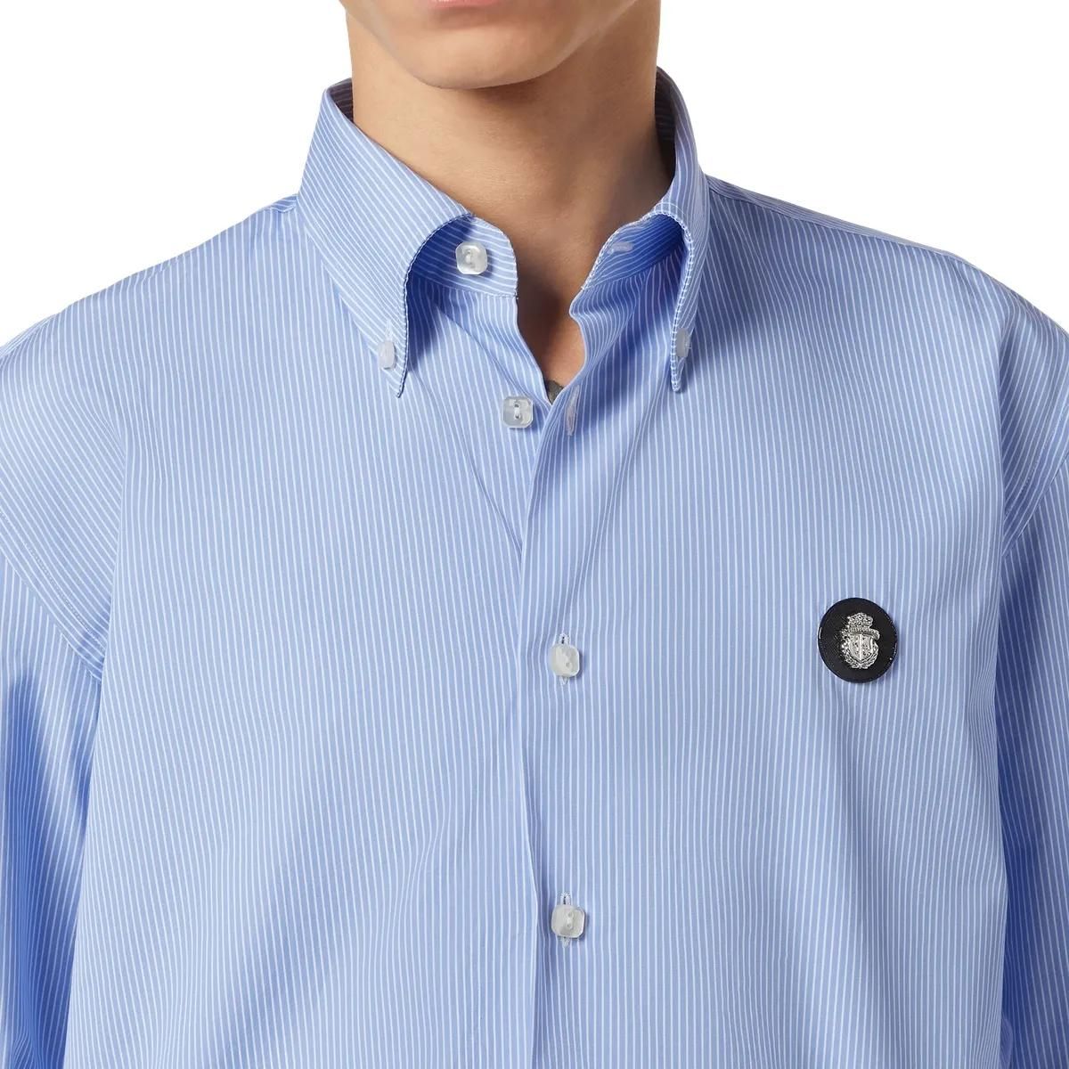 Gestreiftes Baumwoll-Popeline Button-Down-Hemd