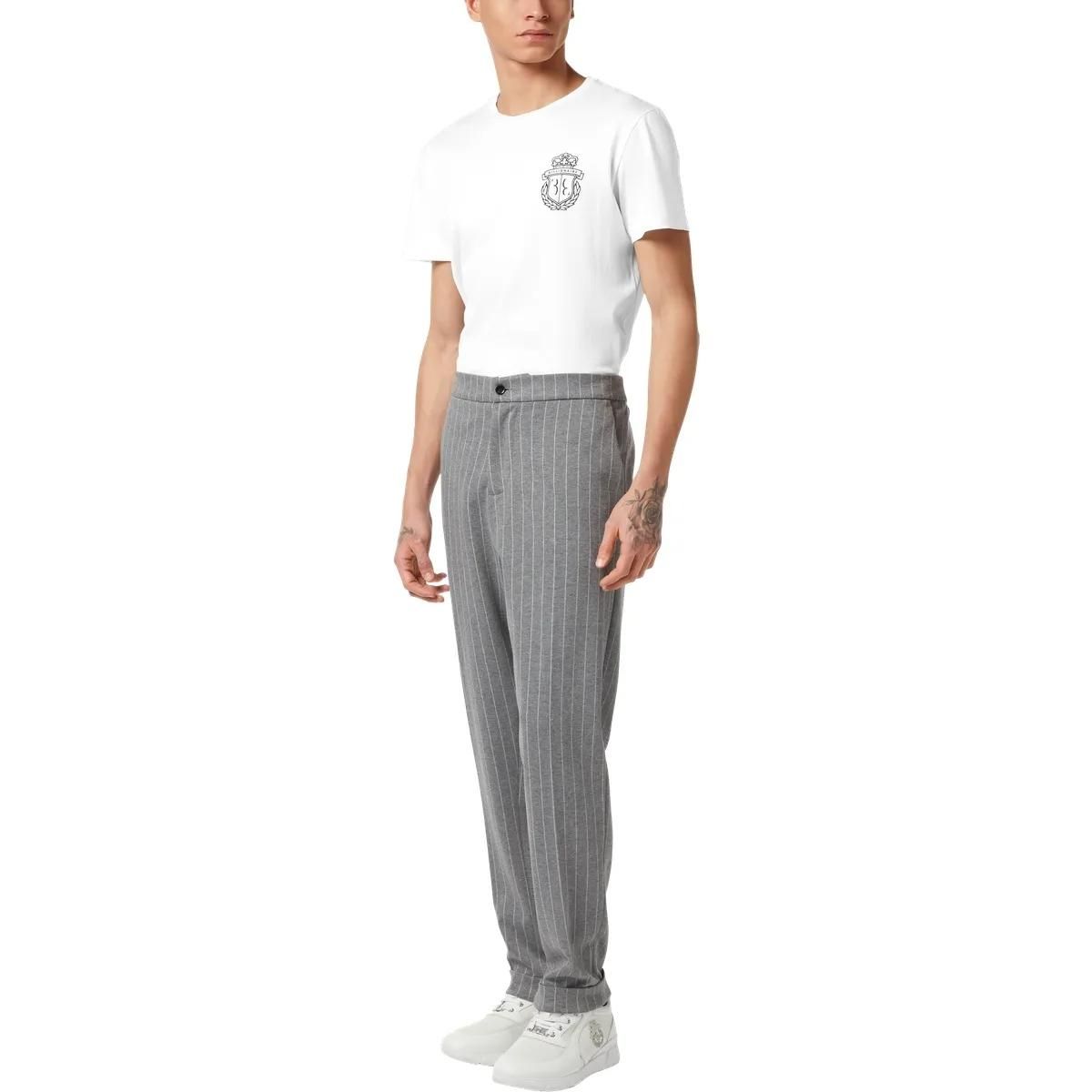 Nadelstreifen Wolljersey Hose