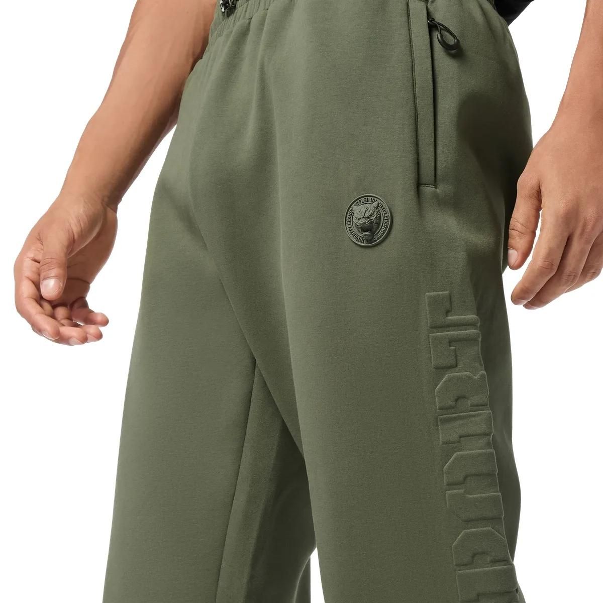 Herren Jogginghose aus olivgrünem Fleece