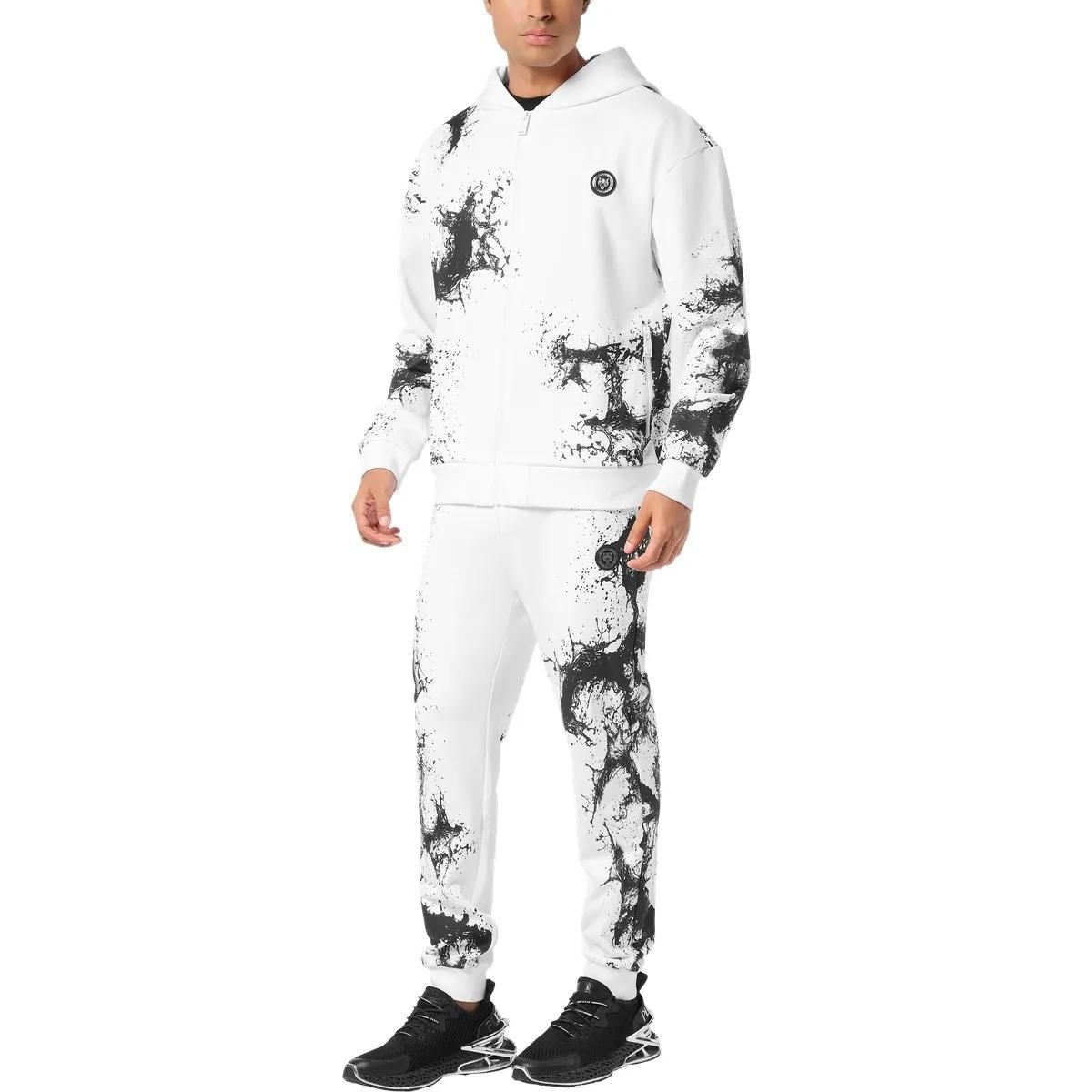 Kapuzenjacke mit Splash-Print und Reißverschluss