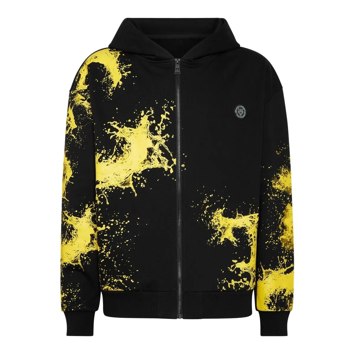 Kapuzenjacke mit Splash-Print und Reißverschluss