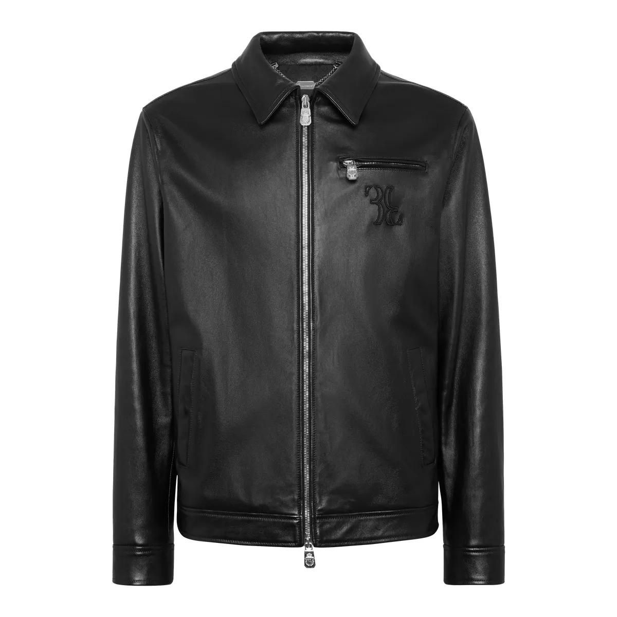 Nappa Lederjacke mit Monogramm