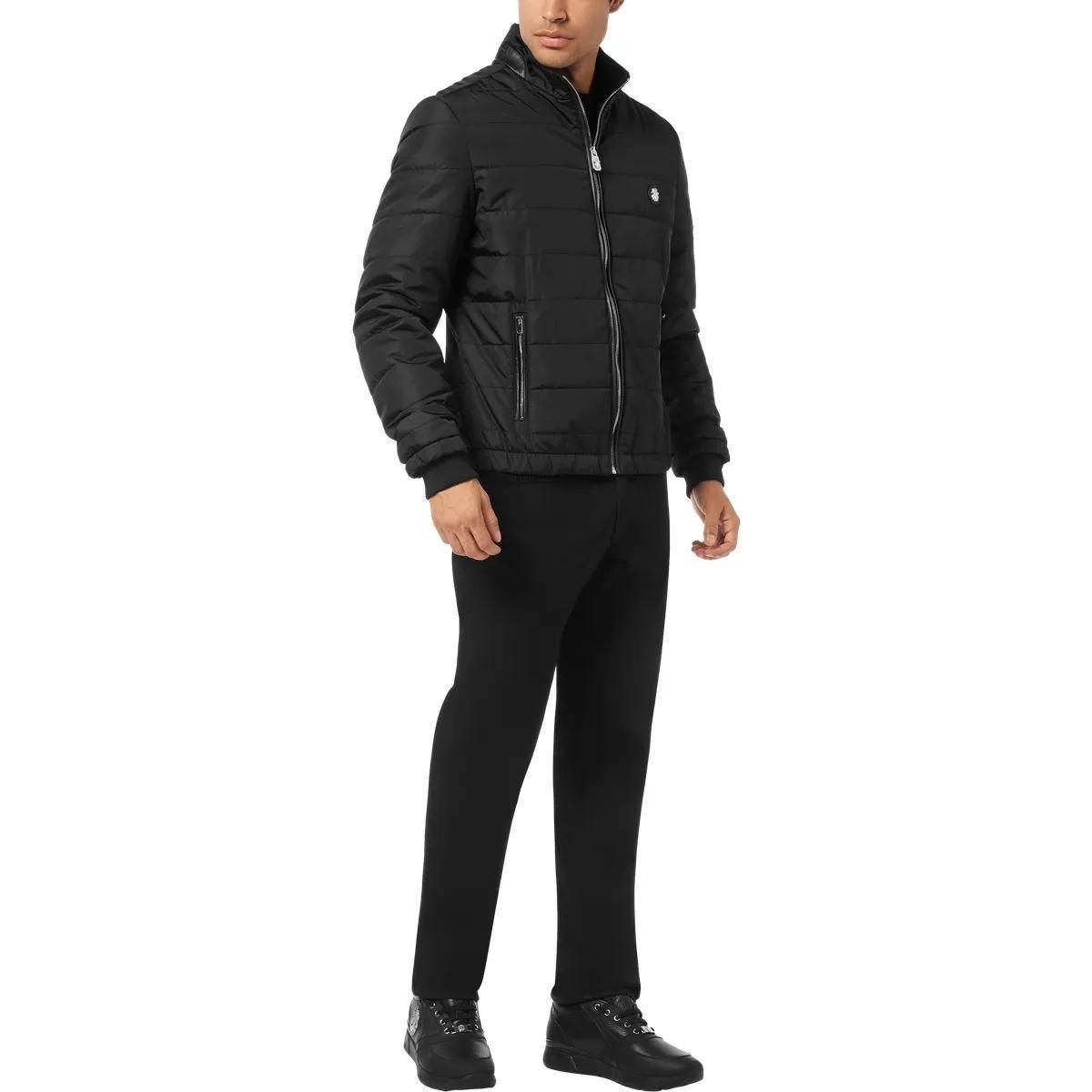 Herren Stepp Bomberjacke mit Lederdetails