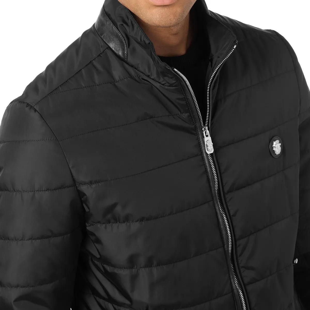 Herren Stepp Bomberjacke mit Lederdetails