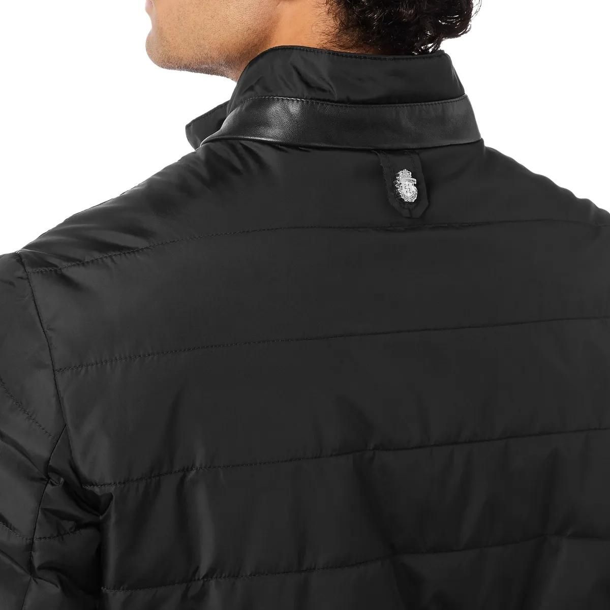 Herren Stepp Bomberjacke mit Lederdetails
