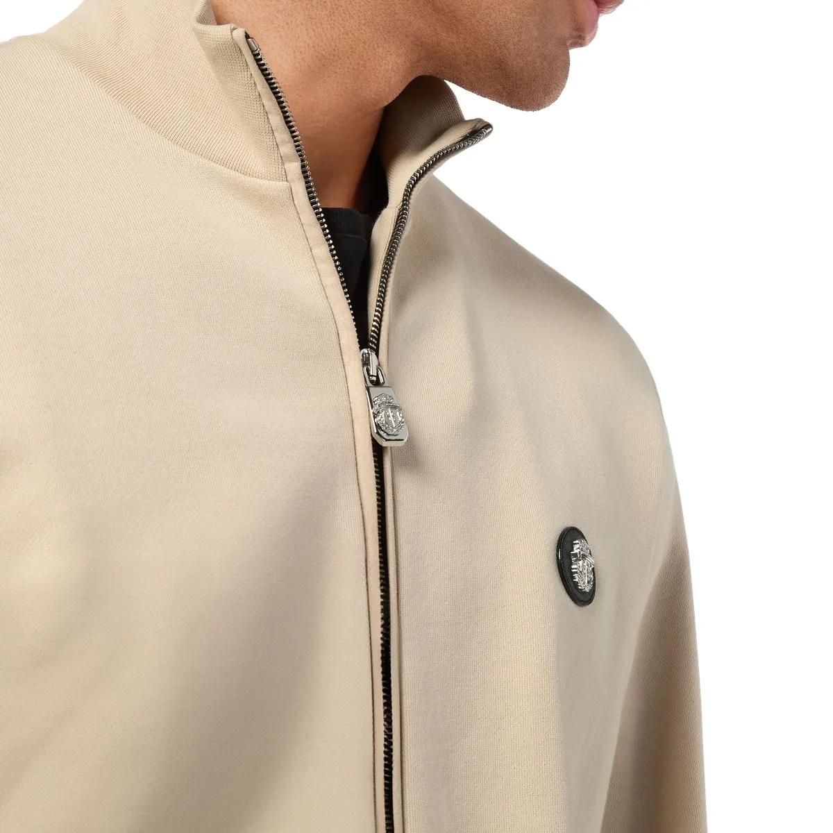 Beige Fleece Jacke mit Reißverschluss für Herren