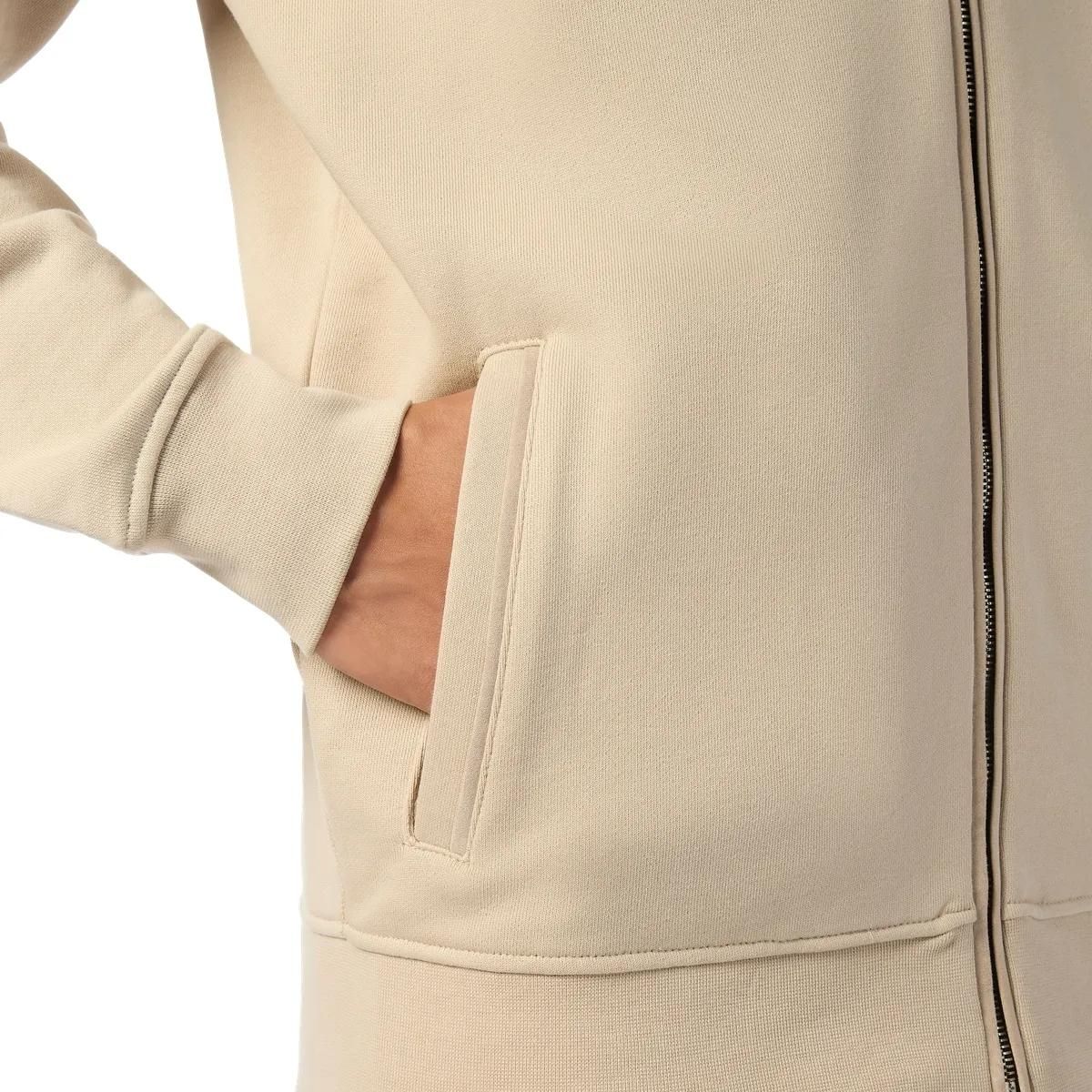 Beige Fleece Jacke mit Reißverschluss für Herren