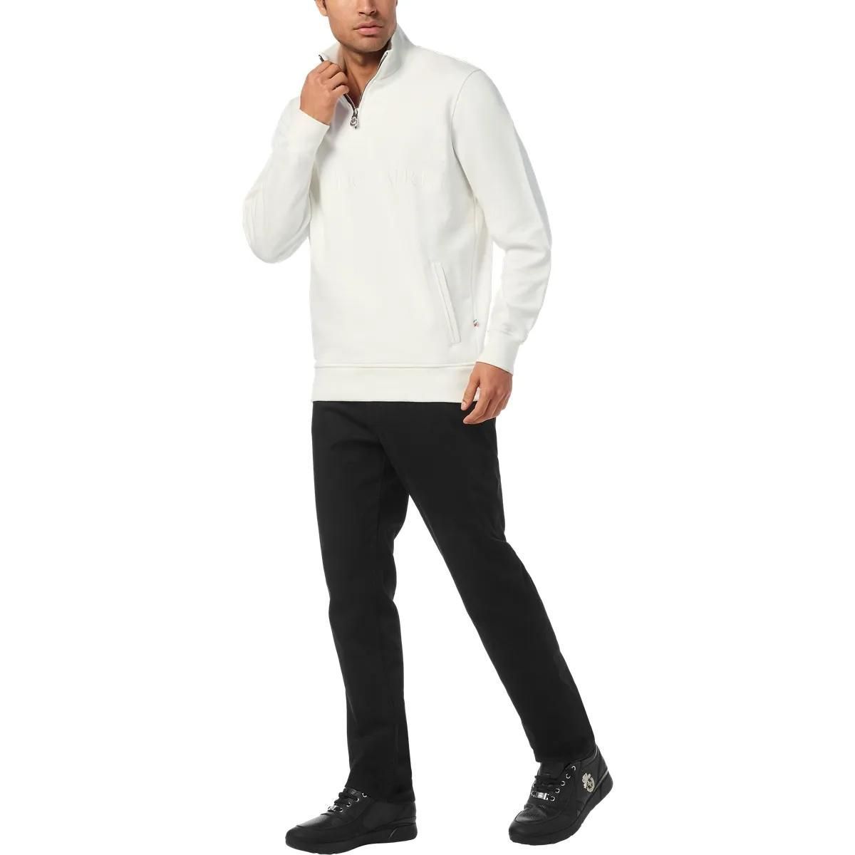 Baumwollfleece Sweatshirt mit halbem Reißverschluss