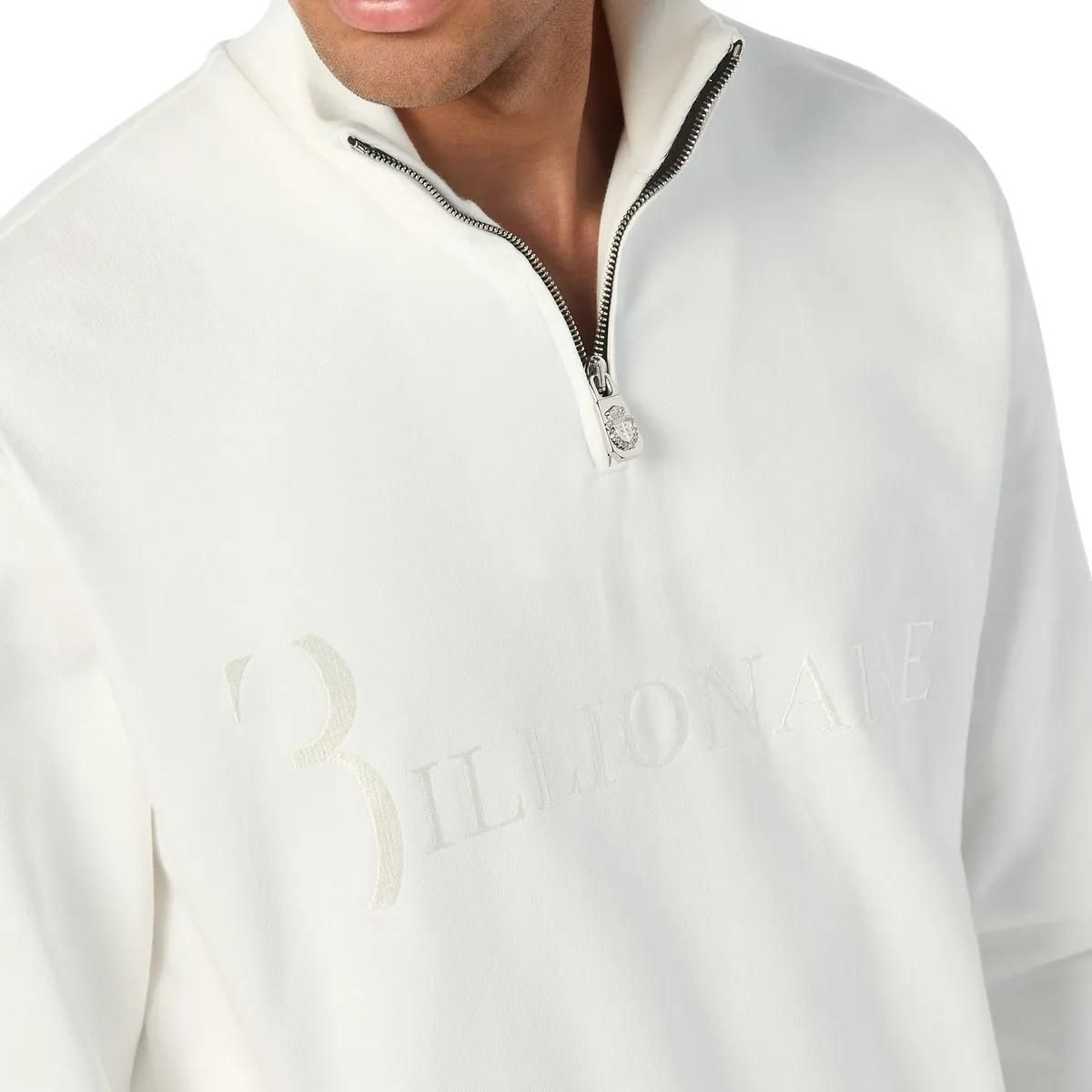 Baumwollfleece Sweatshirt mit halbem Reißverschluss