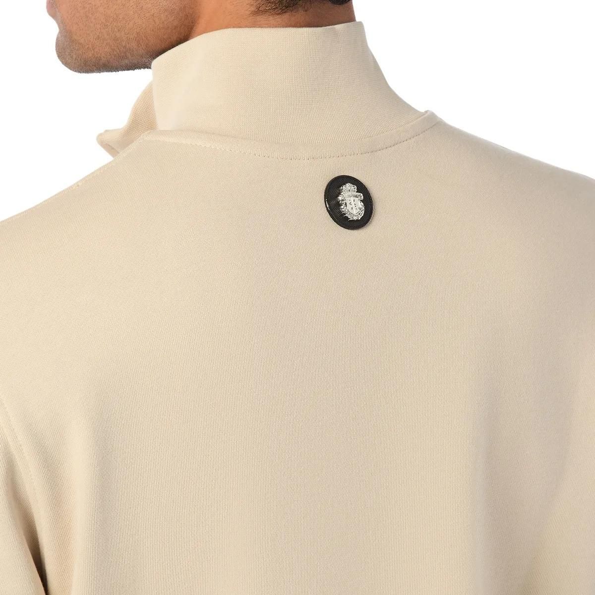 Beiges Fleece-Sweatshirt mit halbem Reißverschluss