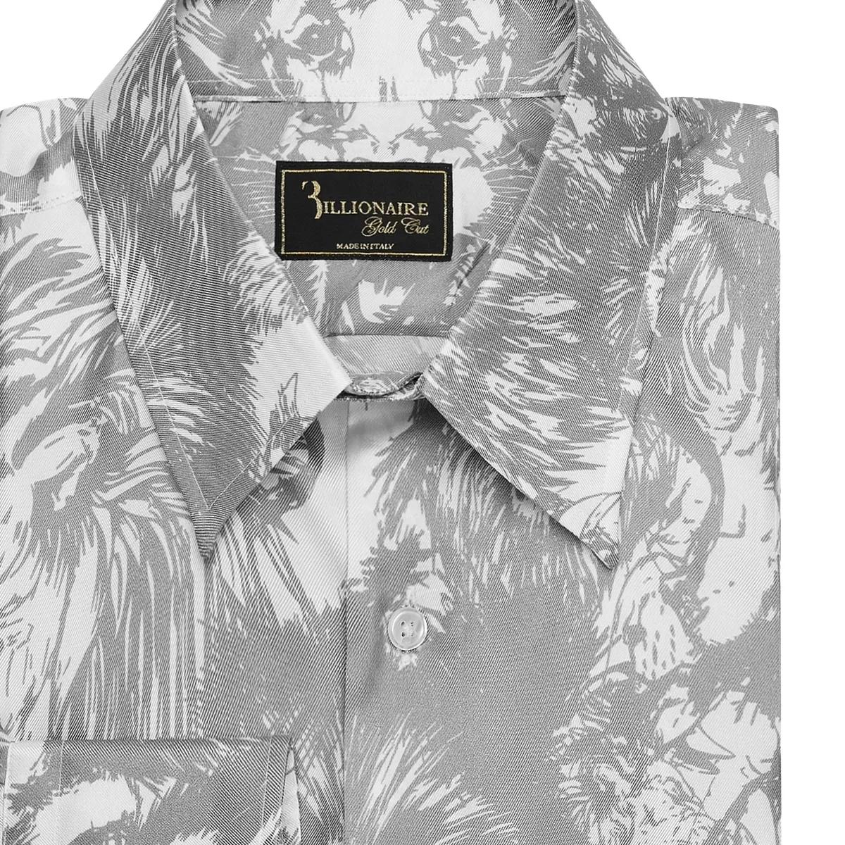 Elegantes Seidenhemd mit Löwenmuster