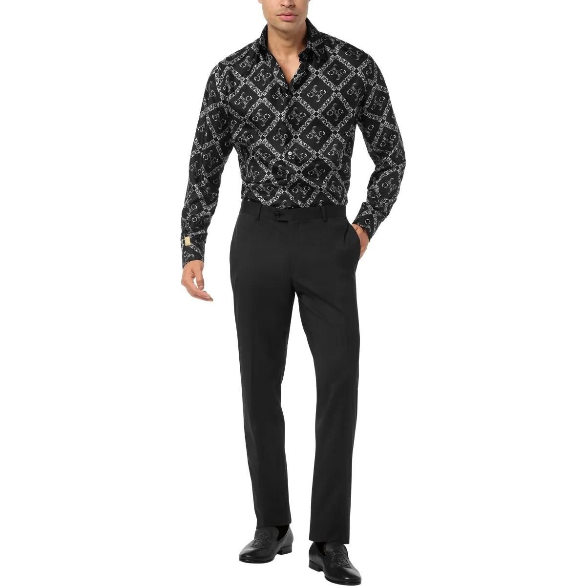 Elegantes Monogramm-Print Langarmhemd