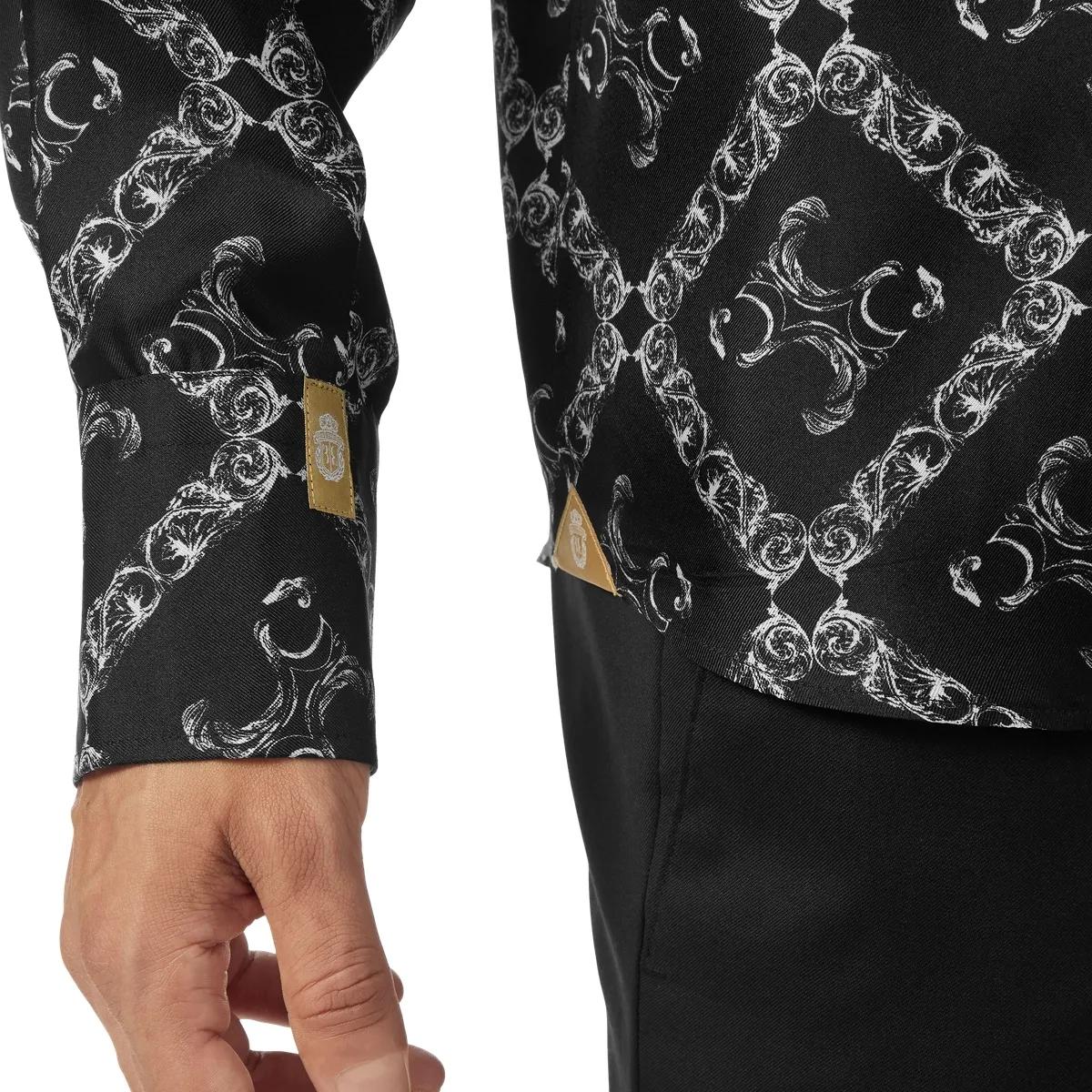 Elegantes Monogramm-Print Langarmhemd