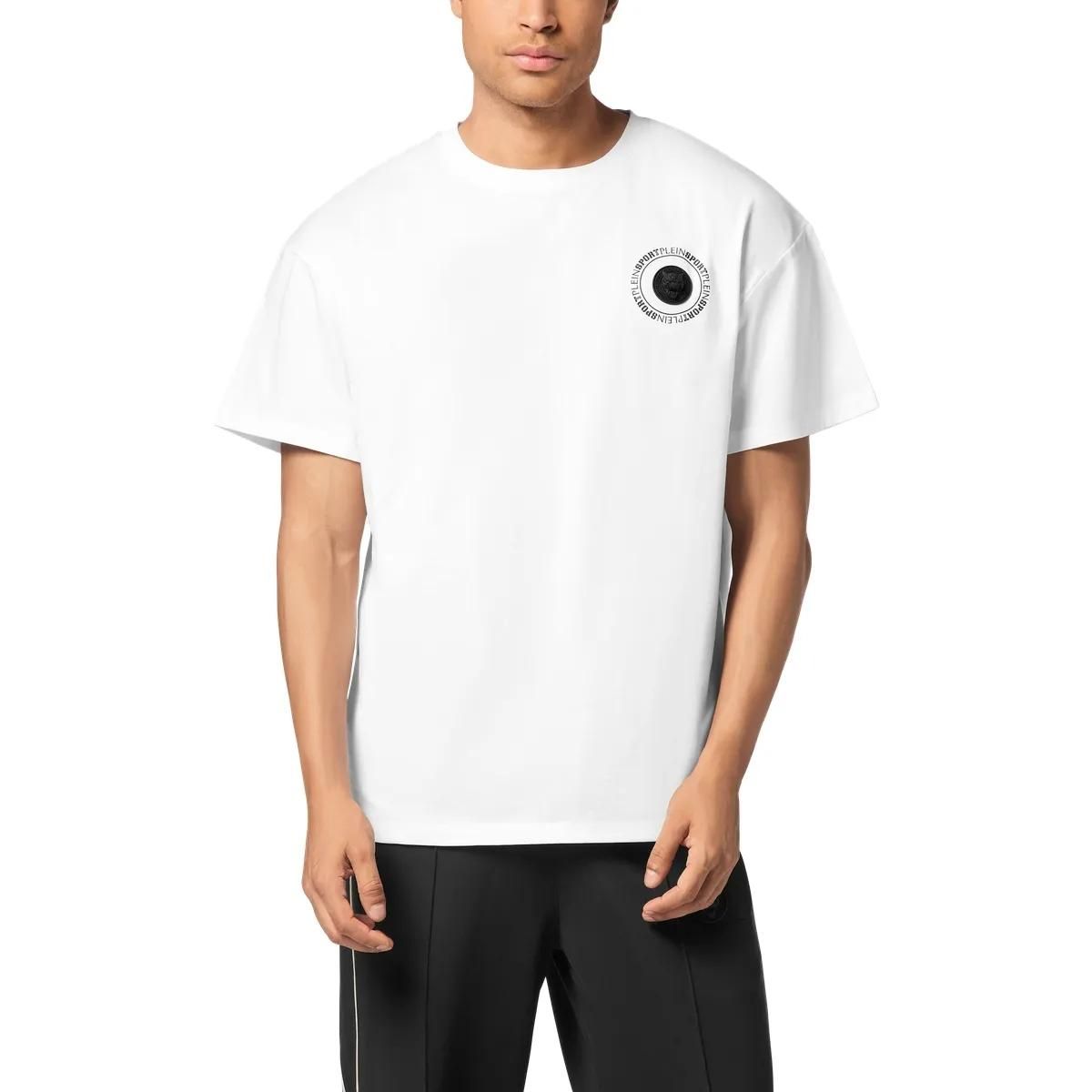 Weißes Baumwoll-T-Shirt mit Logo-Patch