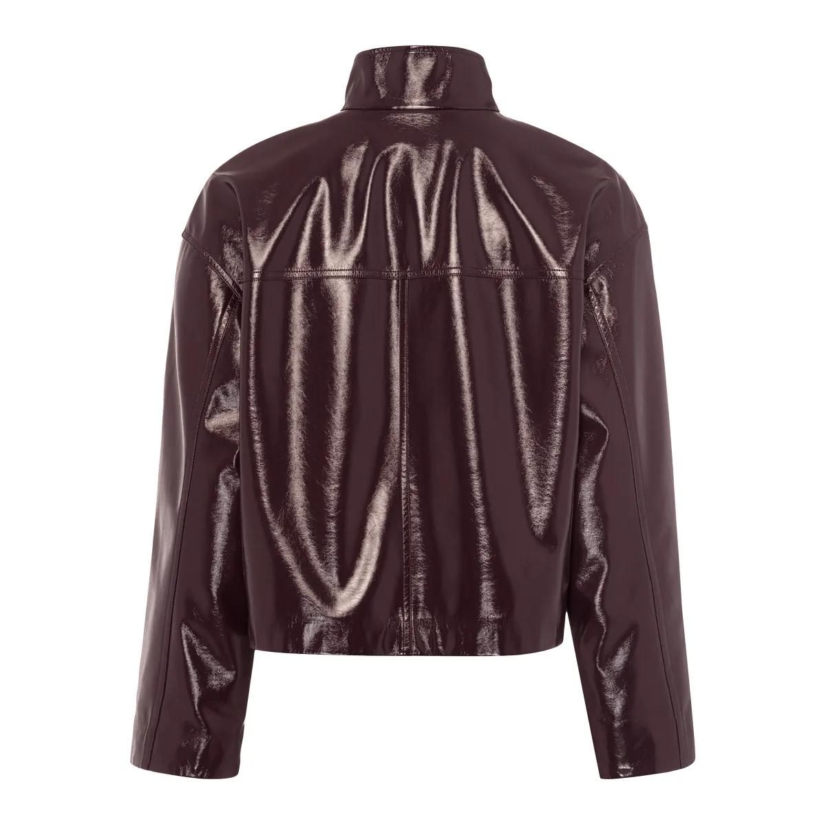 Glänzende Cropped Jacke aus Kunstleder