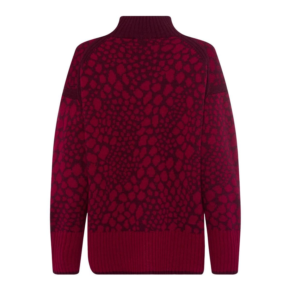 Zweifarbiger Jacquard-Strickpullover mit Rollkragen