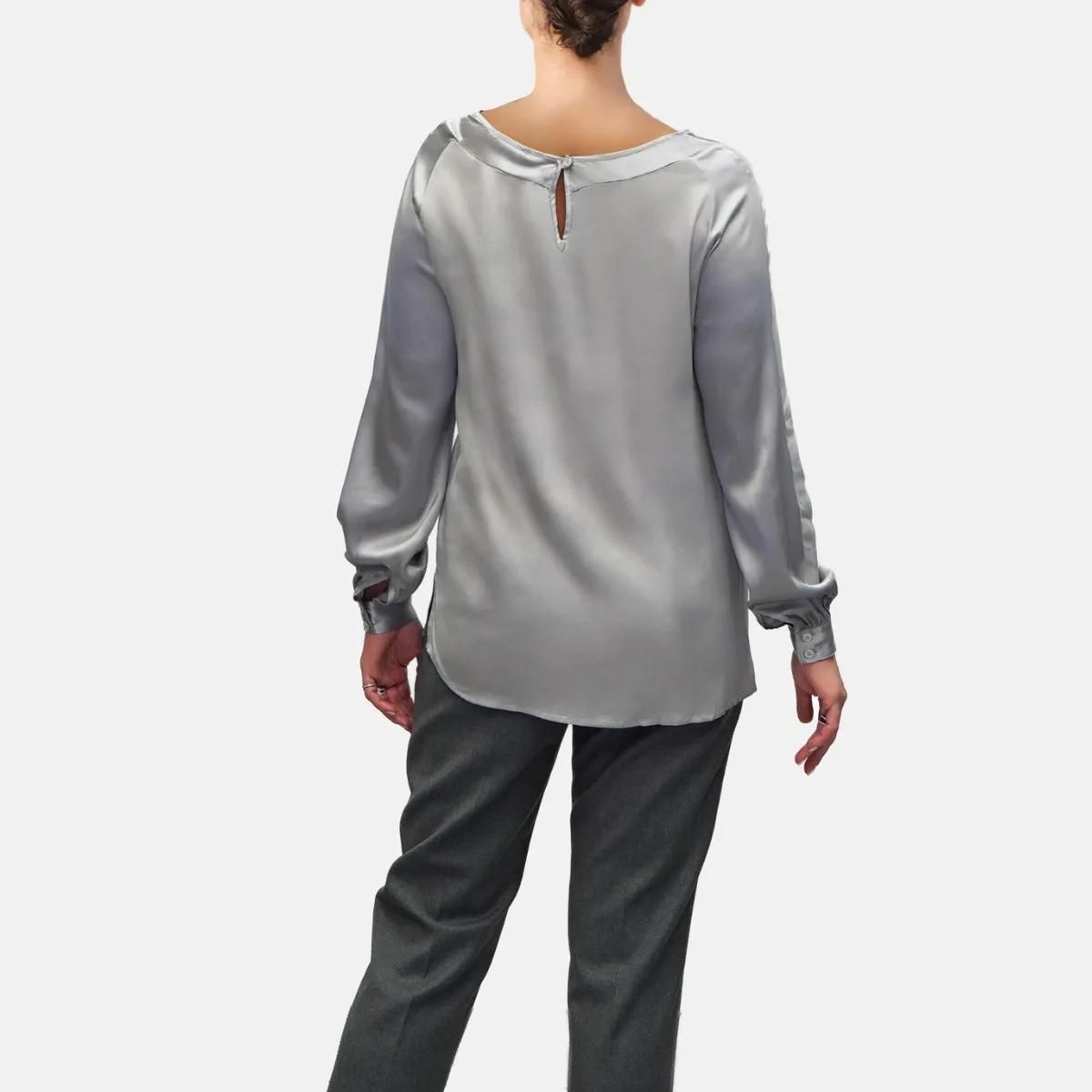 Elegante silberne Langarmbluse