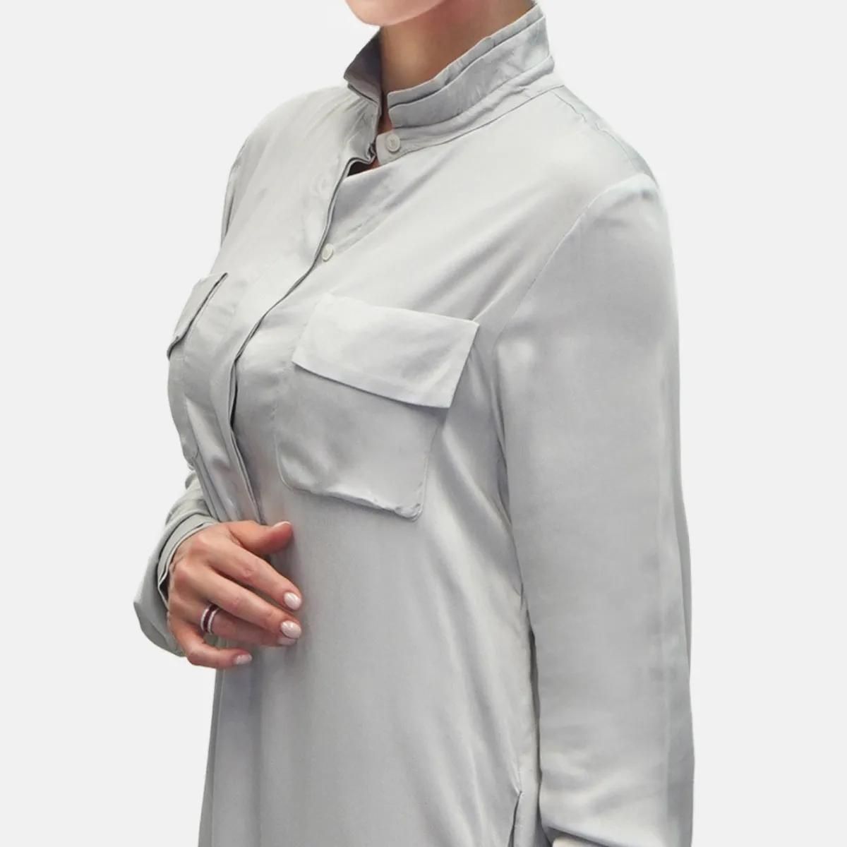 Langärmeliges Viskose Hemdkleid