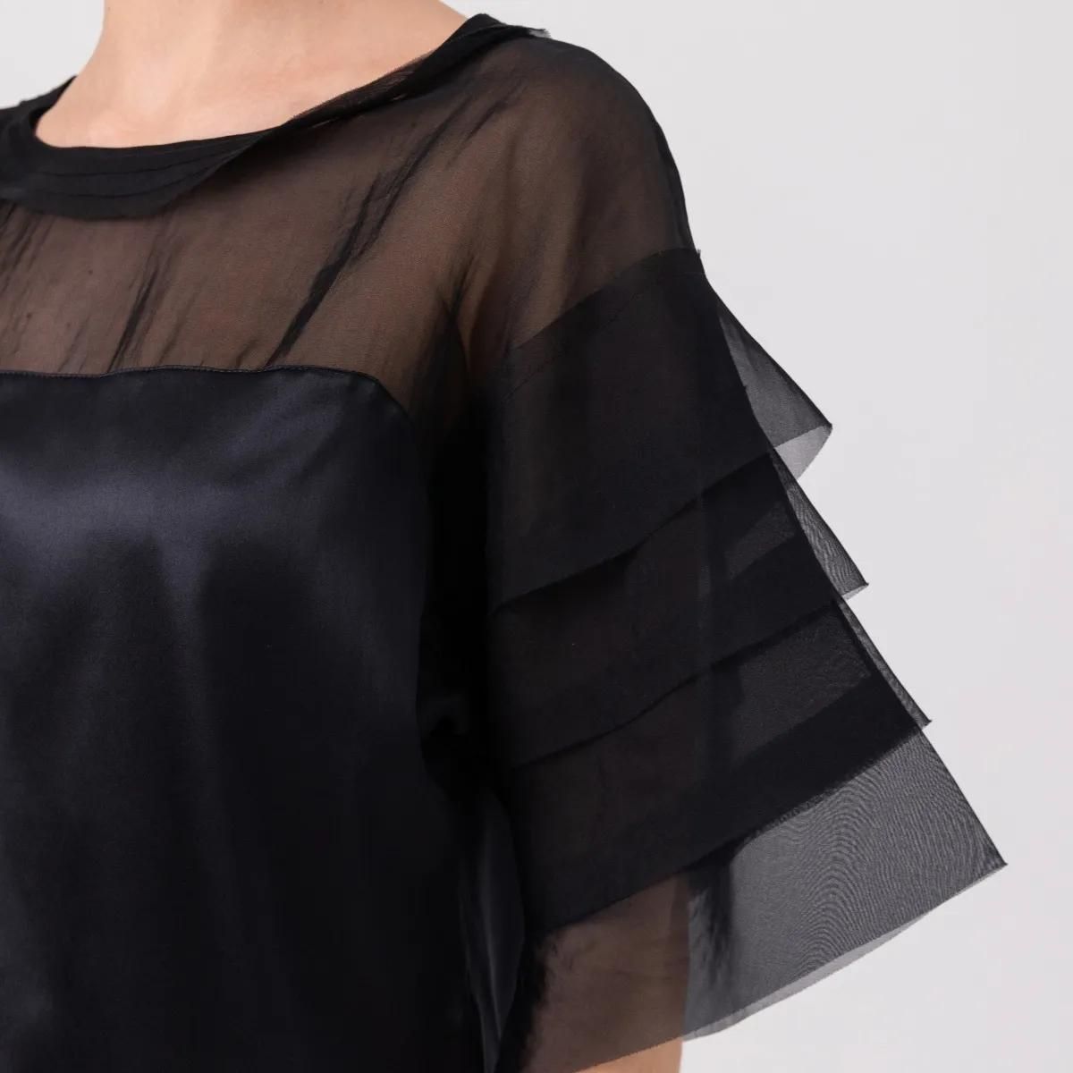 Bluse mit Einsätzen aus Satin und Organza