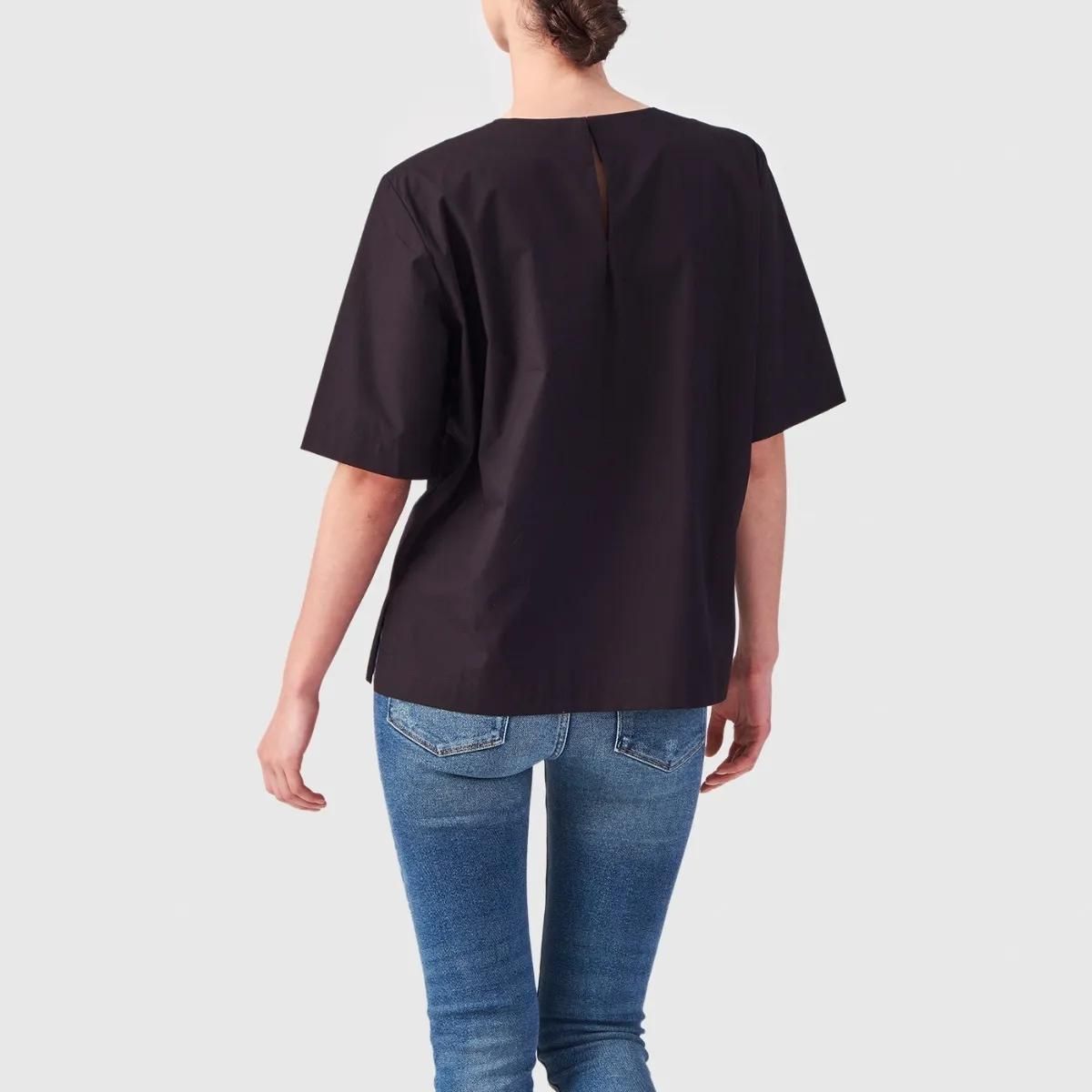 Elegantes kastenförmiges Baumwoll-Popeline-Top