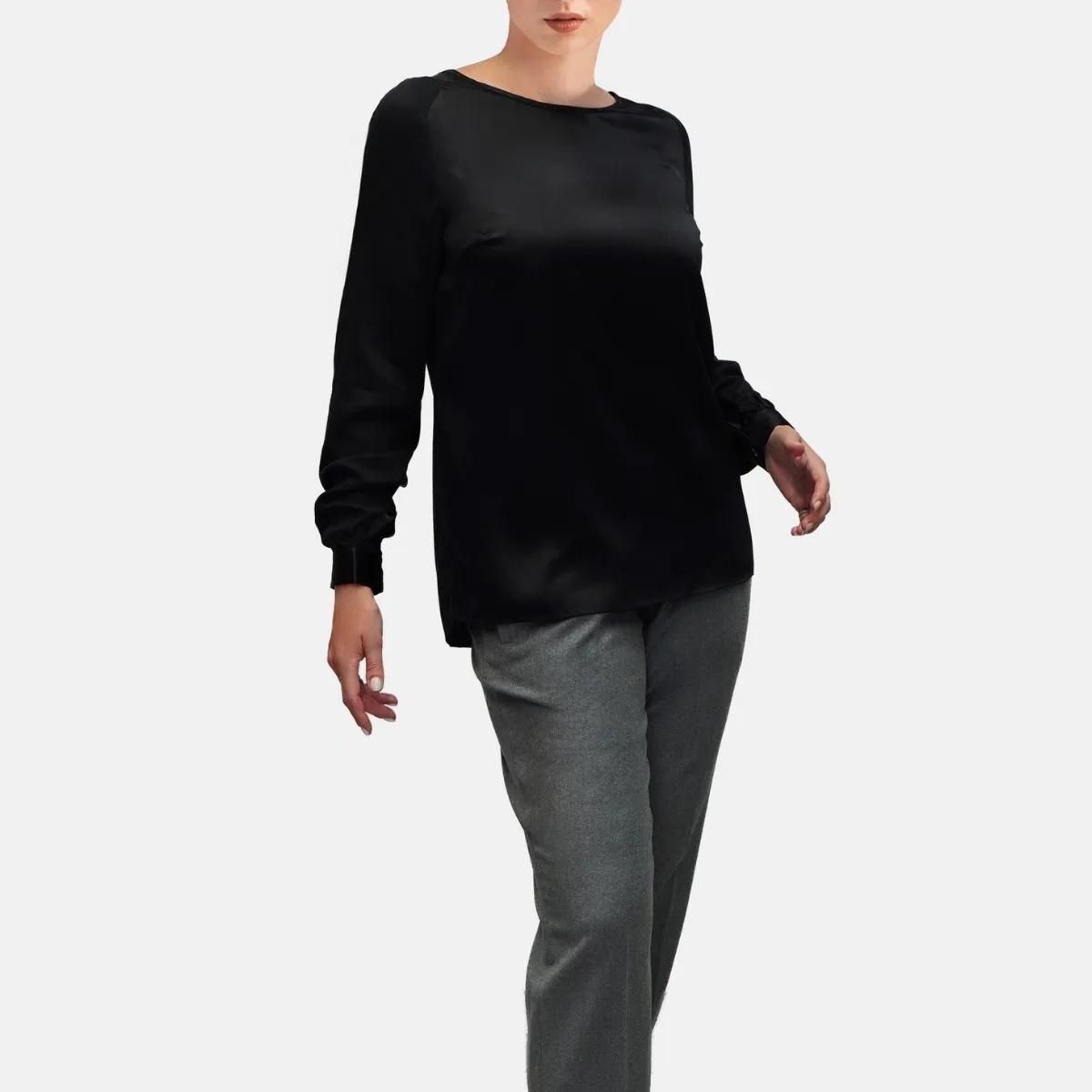 Elegante Langarm Seidenbluse