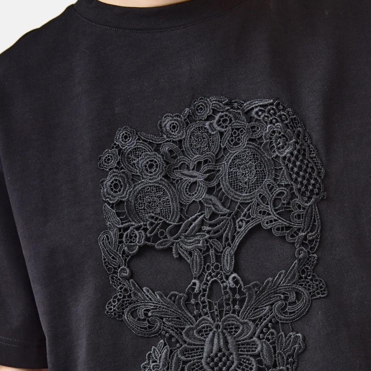 Oversized T-Shirt mit Totenkopf-Stickerei