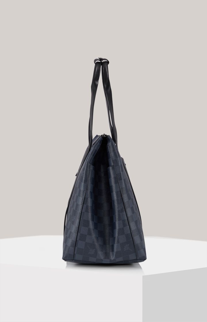 JOOP! Cortina Piazza Elian Shopper in marineblauem Schachbrett-Kunstleder