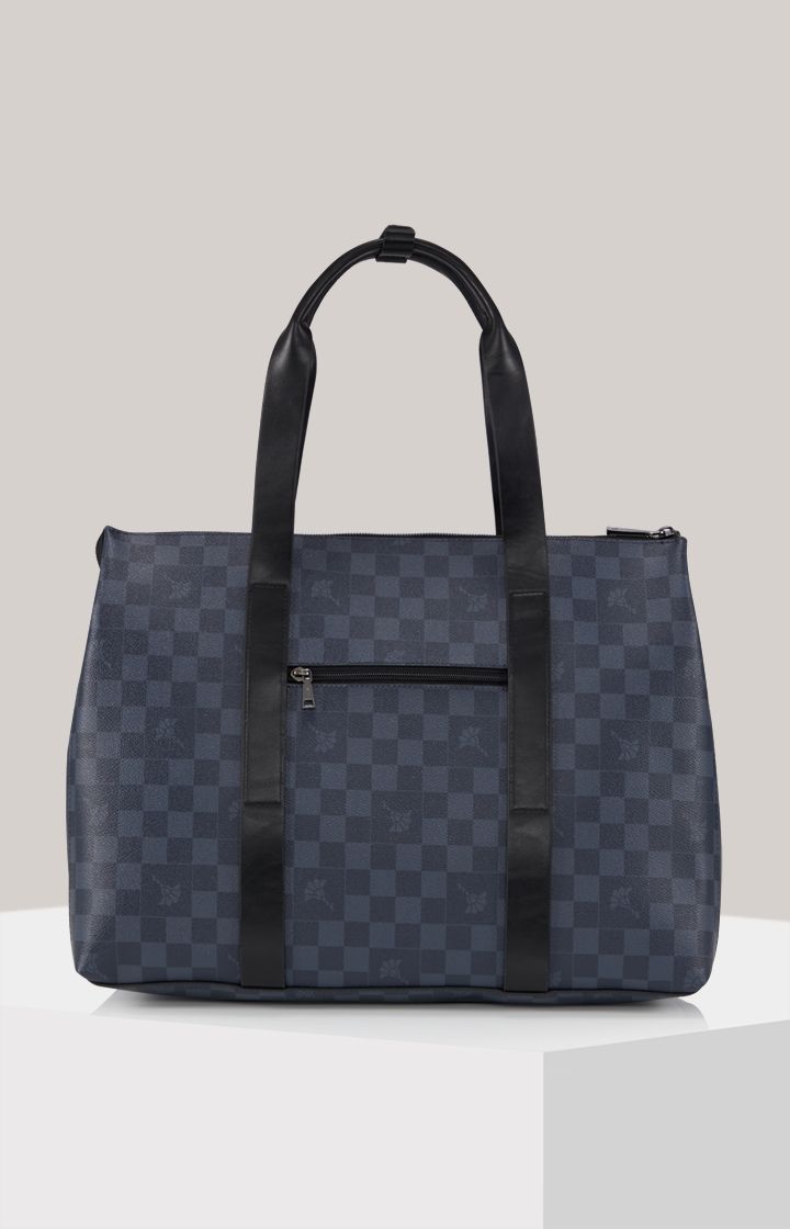 JOOP! Cortina Piazza Elian Shopper in marineblauem Schachbrett-Kunstleder