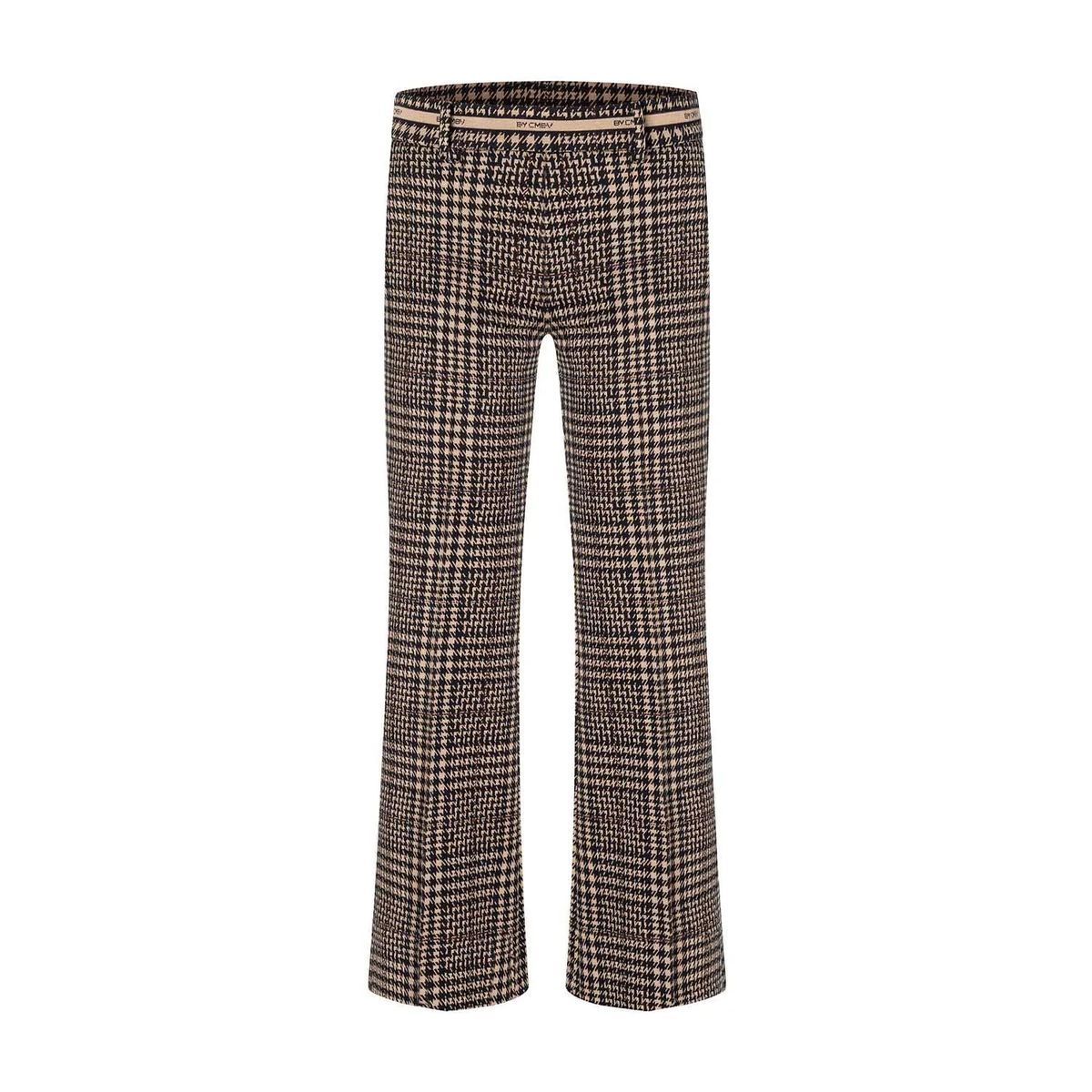 Ausgestellte Cropped Hose mit Hahnentrittmuster