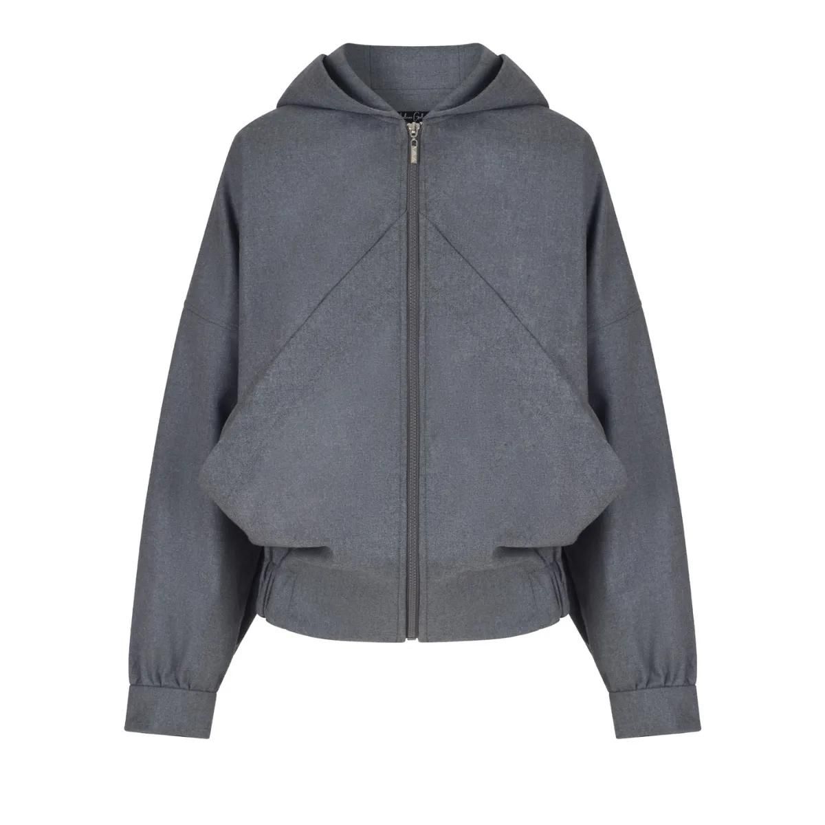 Urbane graue Blousonjacke mit Kapuze