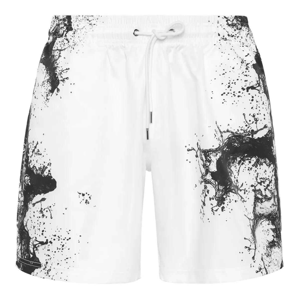 Weiße Sportshorts mit Splash-Print