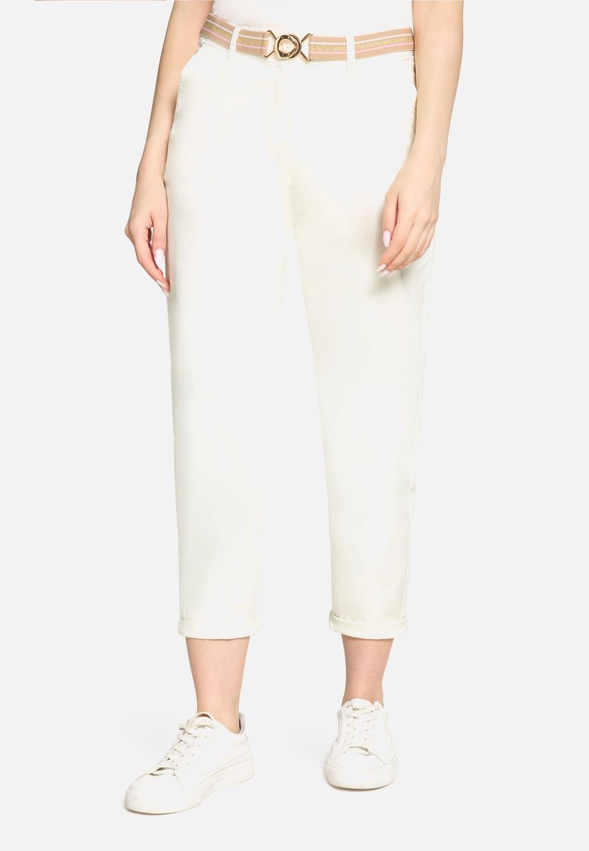 Cropped Slim-Fit Hose mit Gürtel