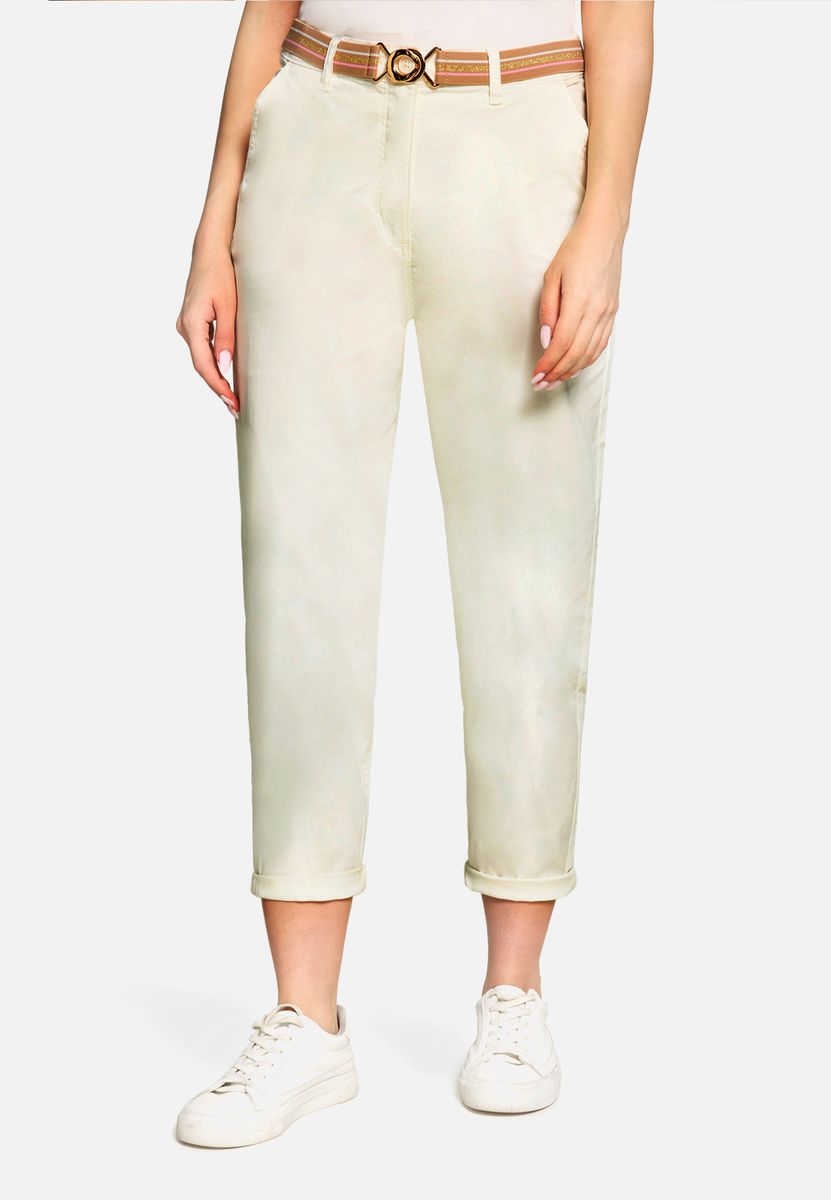 Cropped Slim-Fit Hose mit Gürtel