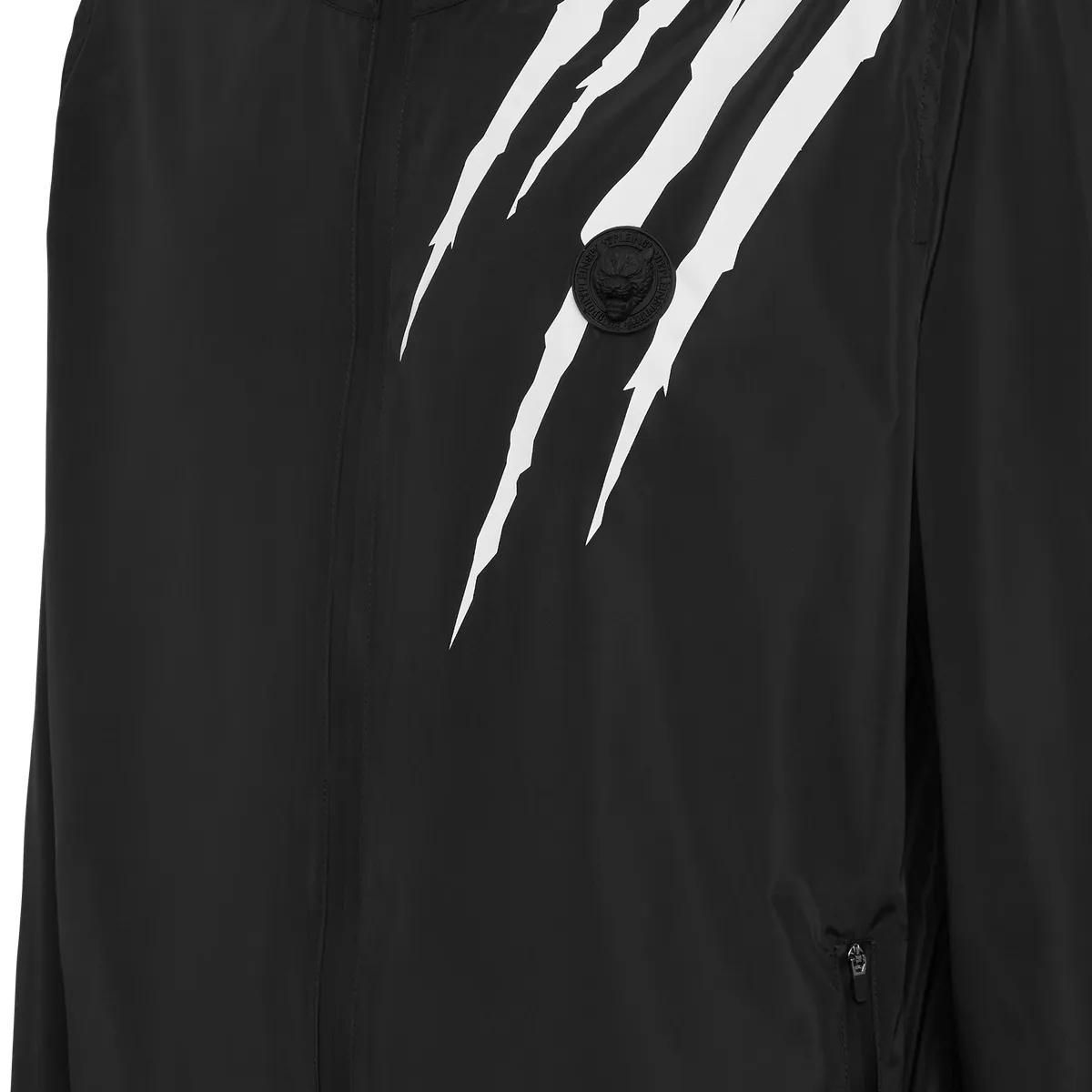 Schwarze Herren Windjacke mit Grafikprint
