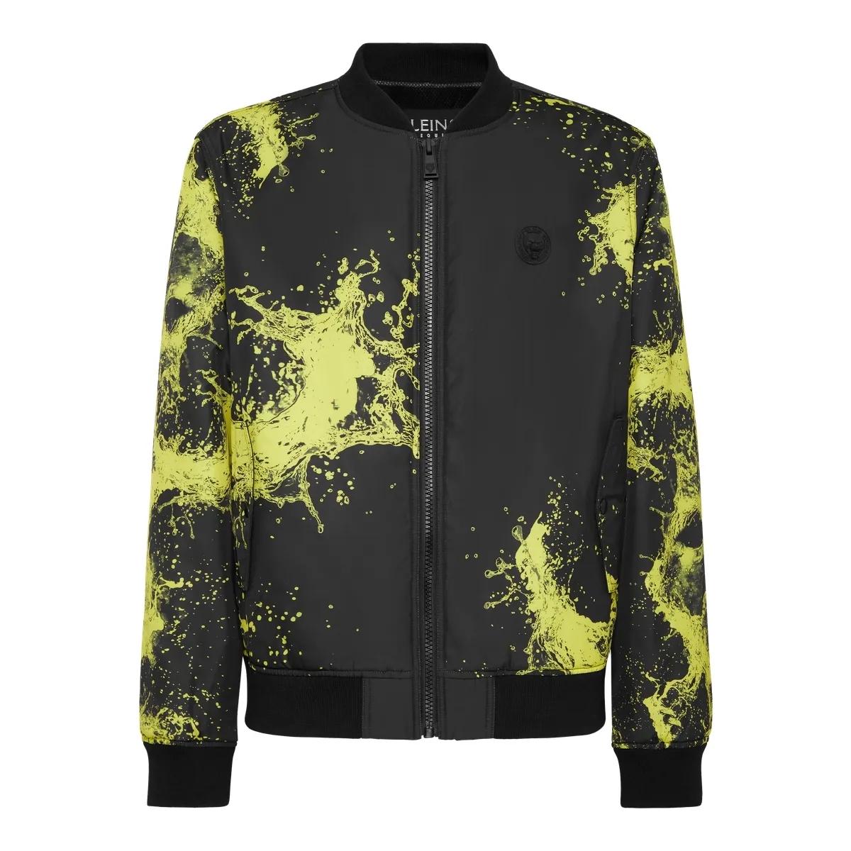 Dynamische Bomberjacke mit Farbklecks-Print