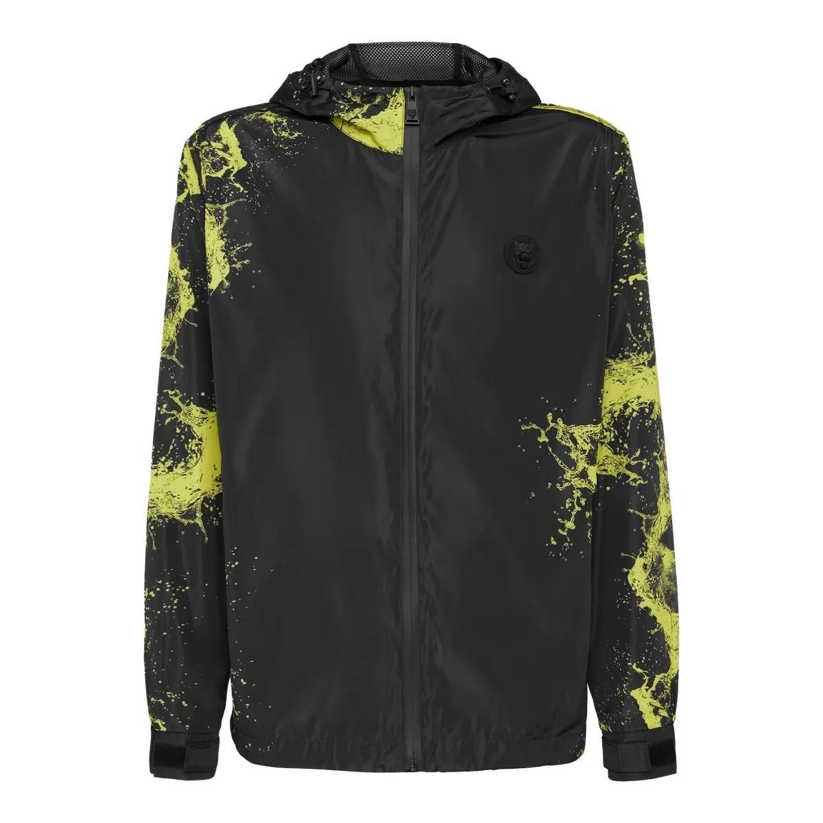 Schwarze Windjacke mit Splash-Print